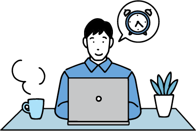 テレワークしている男性のイラスト